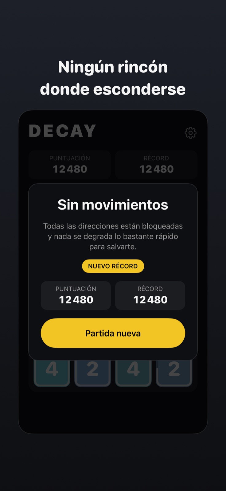 Pantalla de fin de partida con la puntuación final