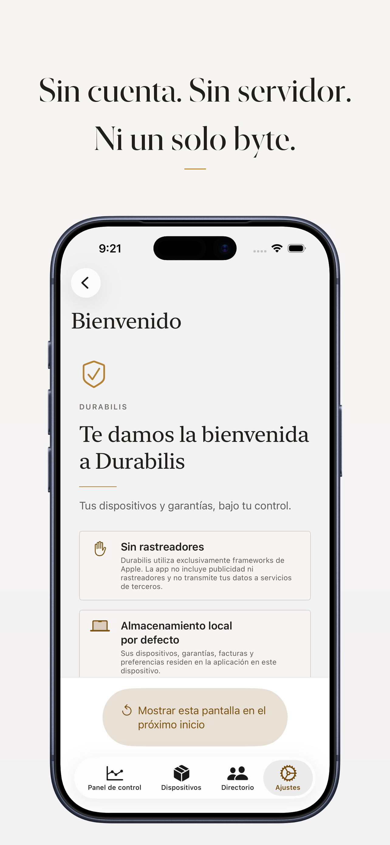 Ajustes de privacidad que muestran el almacenamiento local de datos