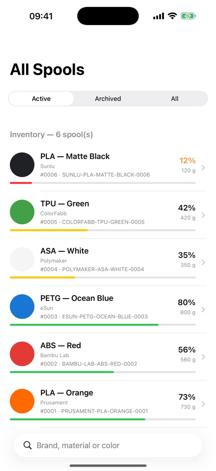 FilamentKeeper spool inventory