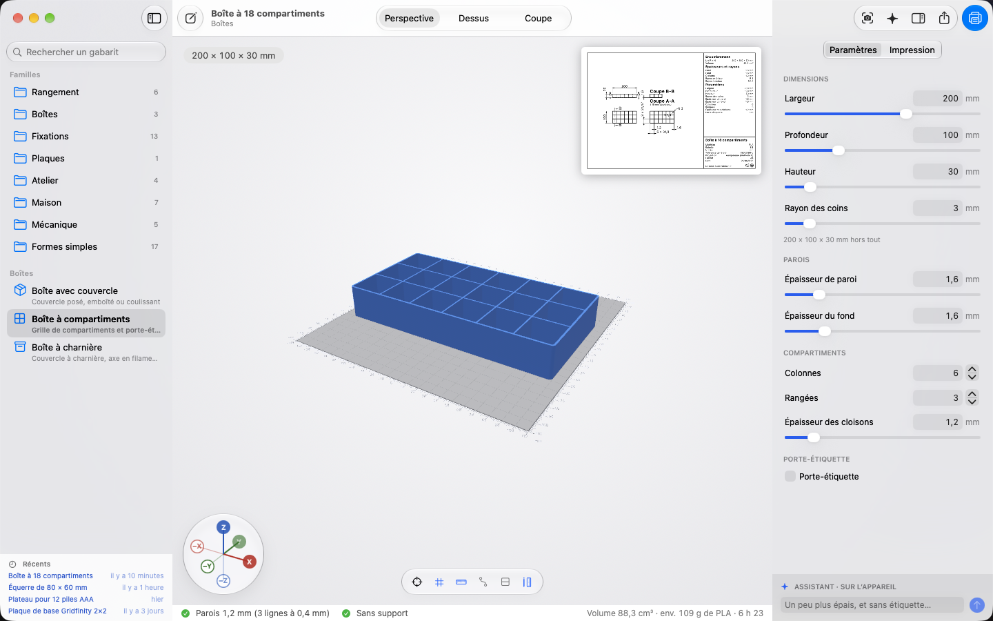 Dimensions, walls, compartments: the 3D view follows every change. — Forma, Mac