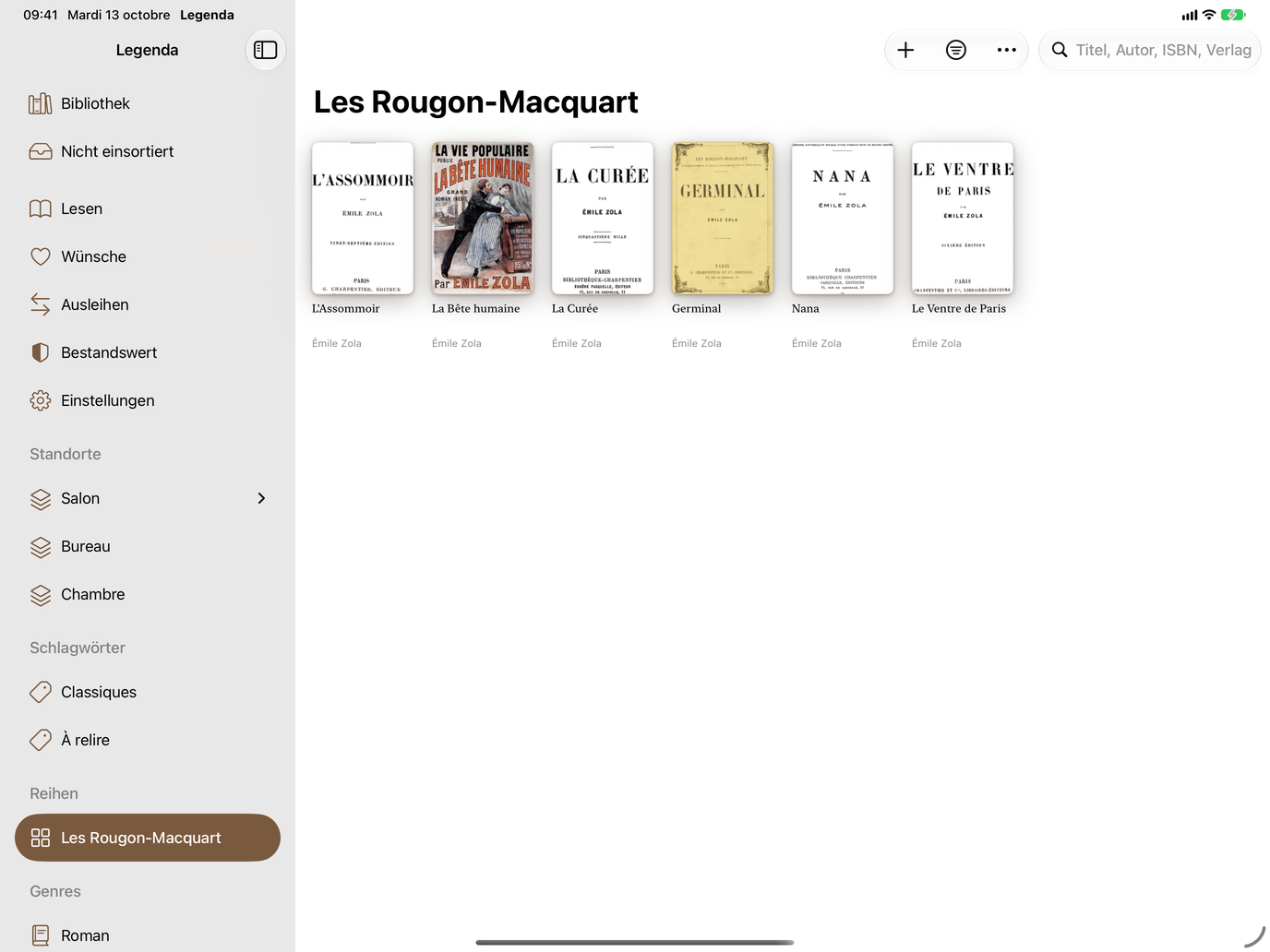 Reihen. Alle Bände einer Reihe nebeneinander. — Legenda, iPad