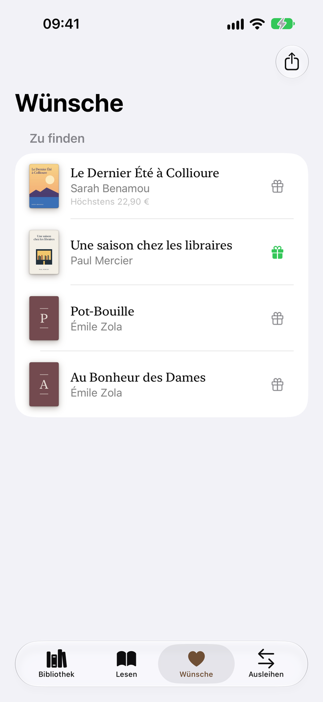 Wünsche. Eine Geschenkideenliste zum Teilen. — Legenda, iPhone
