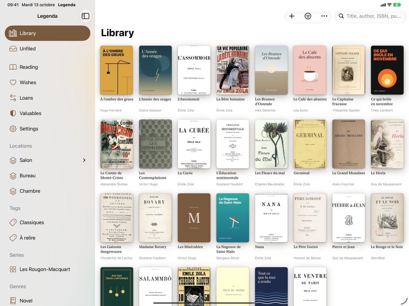 Library. Shelves, series and genres at a glance. — Legenda, iPad
