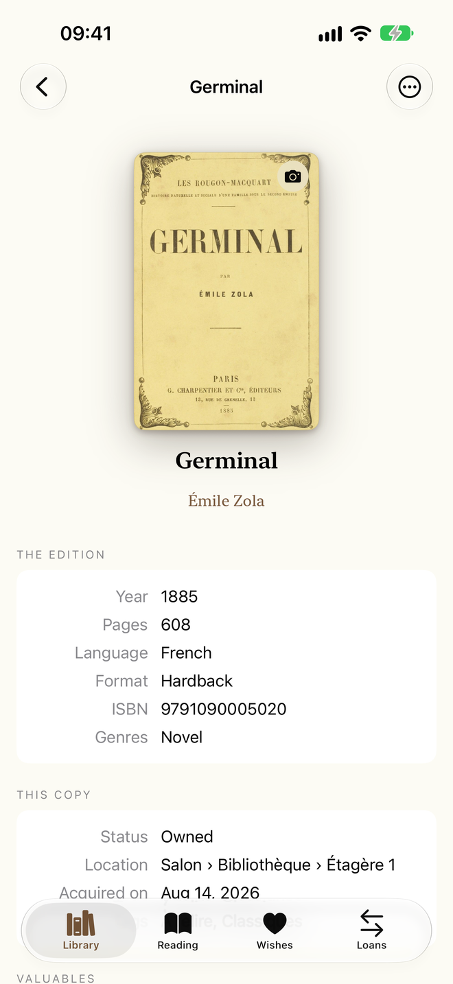 Book details. Edition, location, inscription and value. — Legenda, iPhone