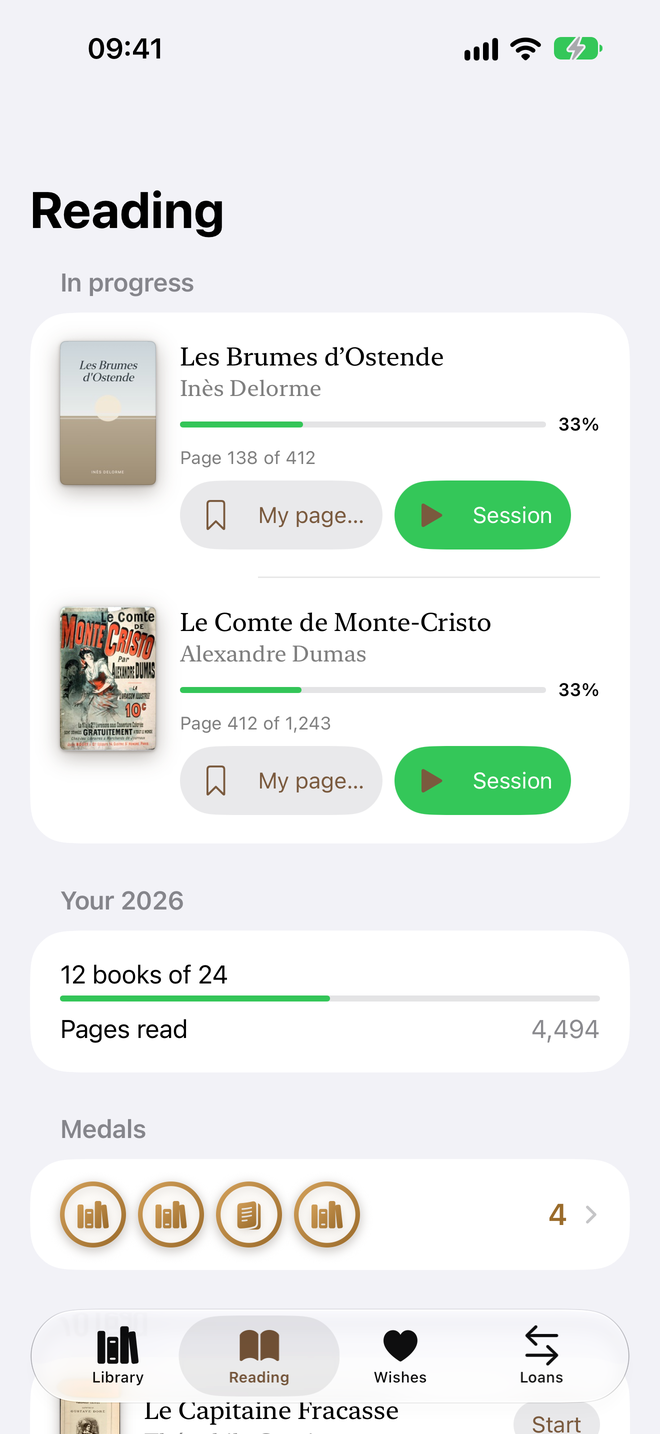 Reading. Where you are, and your goal for the year. — Legenda, iPhone