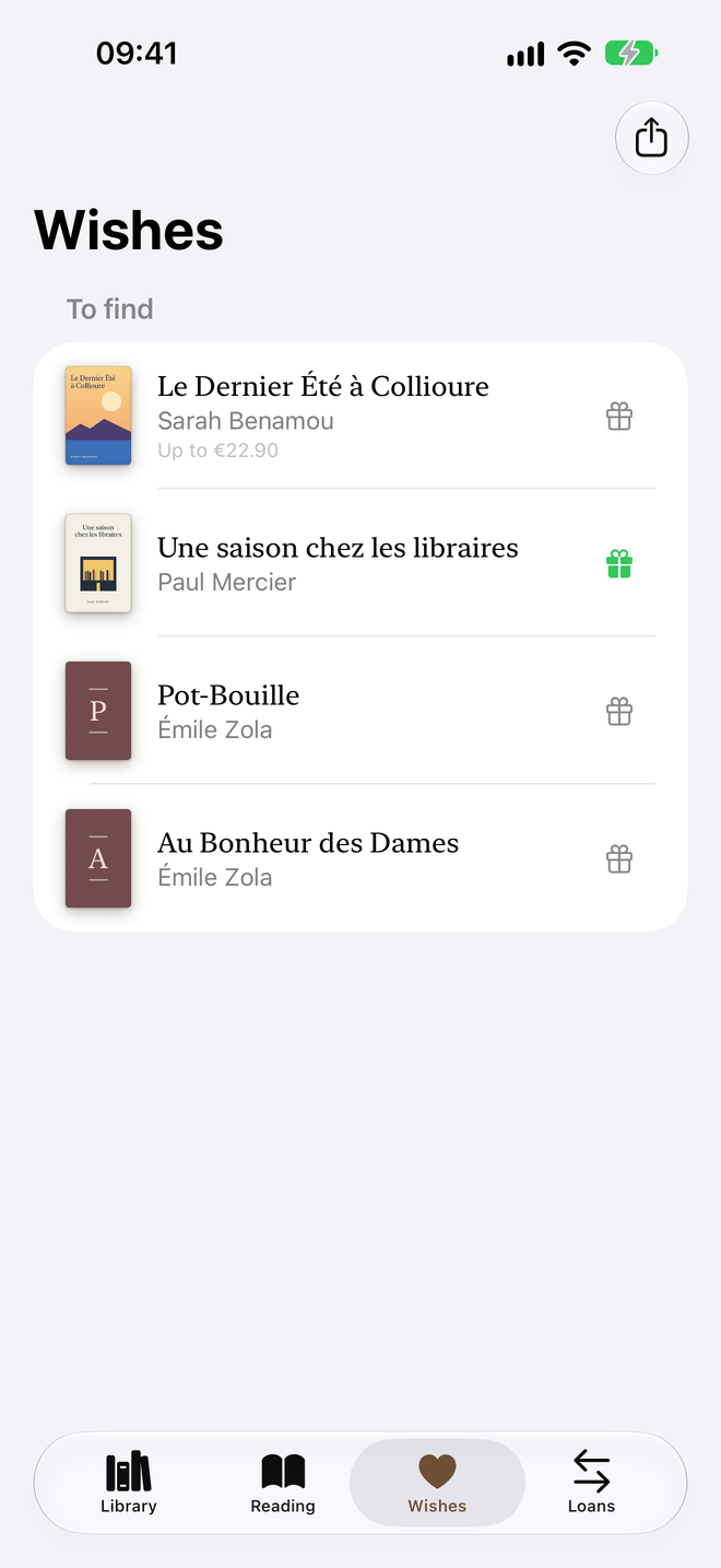 Wishes. A gift-idea list to share. — Legenda, iPhone