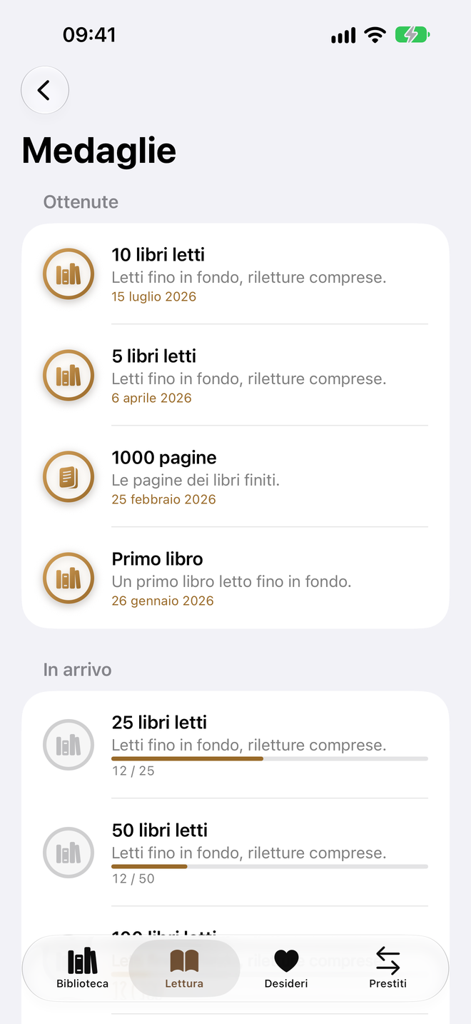 Medaglie. Primo libro, giorni di fila, serie complete. — Legenda, iPhone