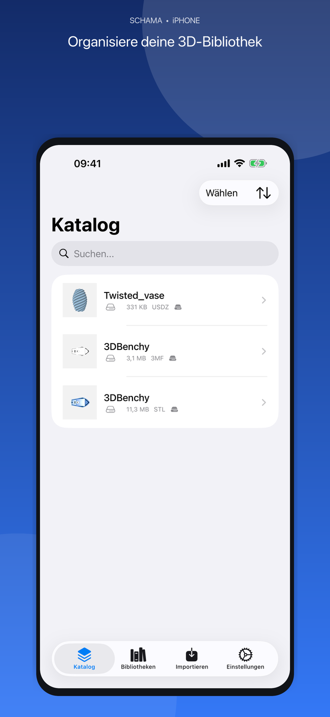 Schama-Katalog auf dem iPhone