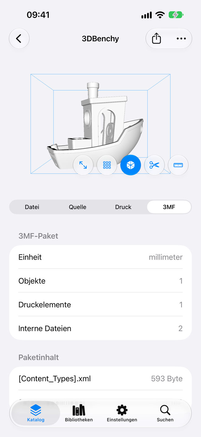 3MF-Paket. Einheit, Objekte und enthaltene Dateien. — Schama, iPhone