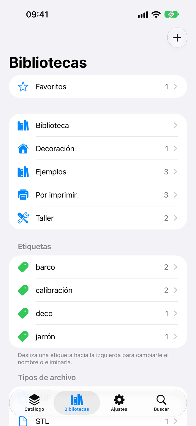 Bibliotecas. Bibliotecas, etiquetas y favoritos de un vistazo. — Schama, iPhone