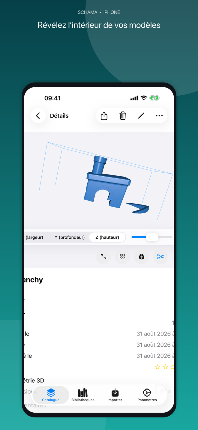 Plan de coupe sur iPhone