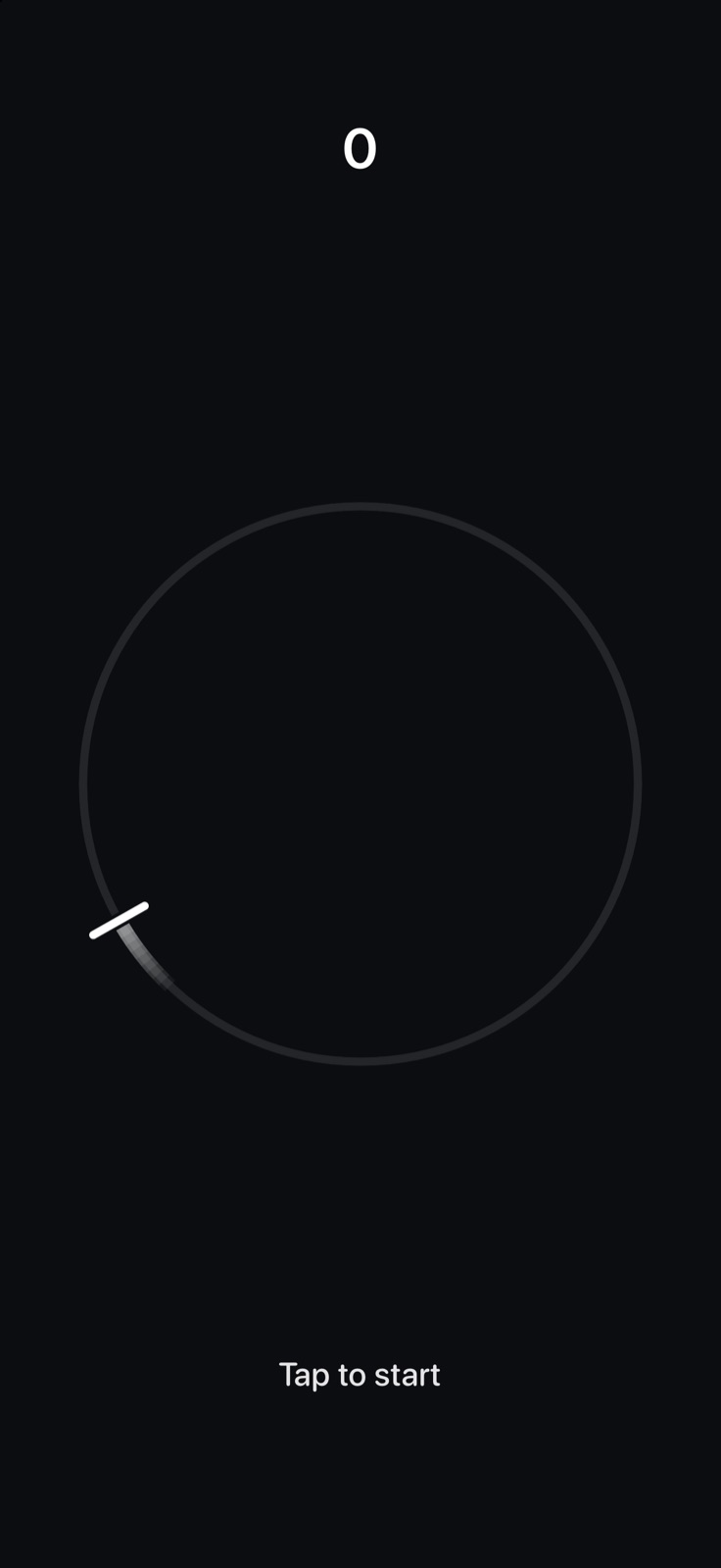 Tactus start screen with the arc and cursor