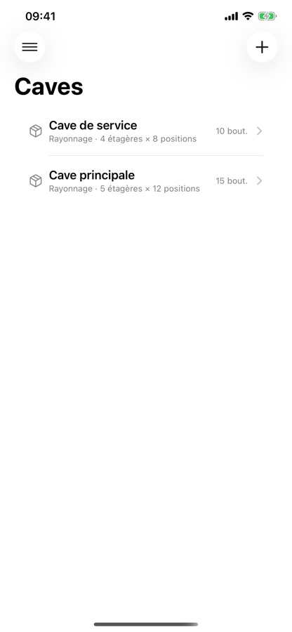 Vue d’ensemble des caves Vinum avec aperçu visuel des étagères